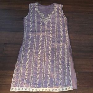 Lavender tunic/sari with beading